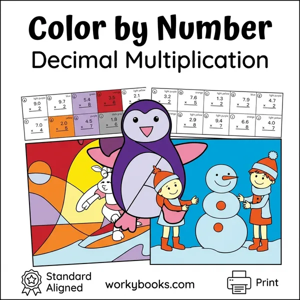 Multiplying Decimals | Color by Number Worksheets - bundle educational content