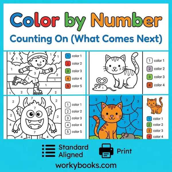Counting On (What Comes Next) | Color by Number | Worksheets - bundle educational content