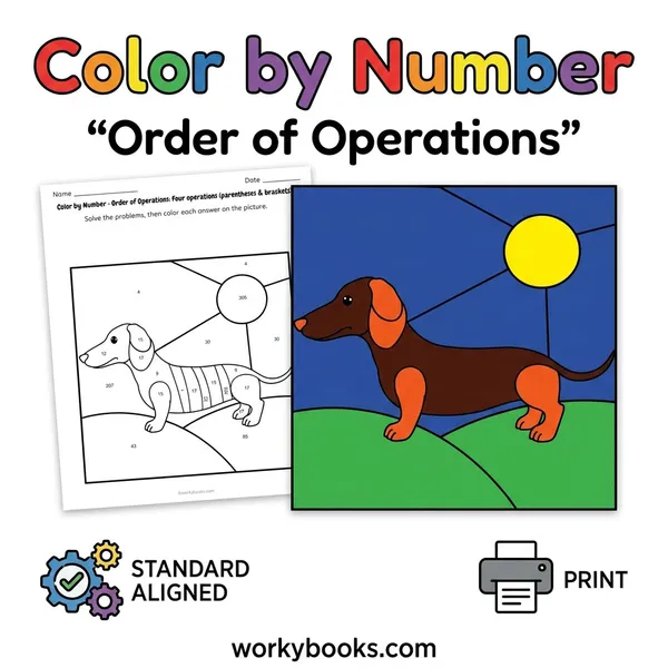 Order of Operations | Brackets & Parentheses | Color by Number - bundle educational content