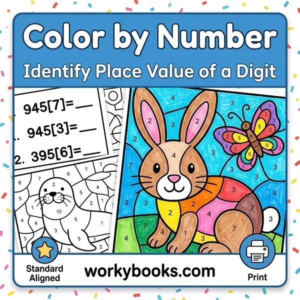 Place Value Color by Number | Activity | Worksheet - bundle educational content