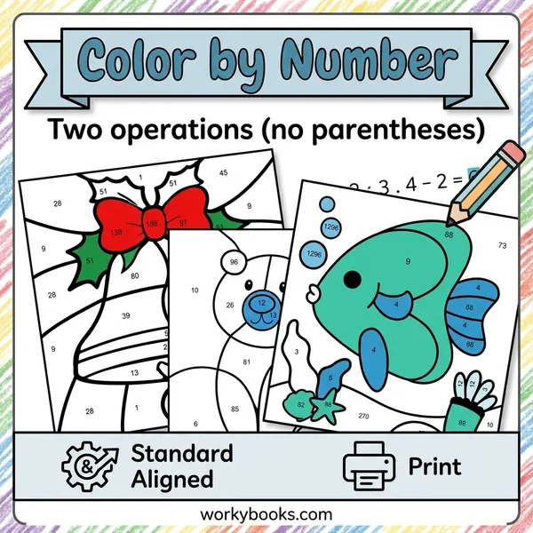 Order of Operations Color by Number | Math Worksheets - bundle educational content
