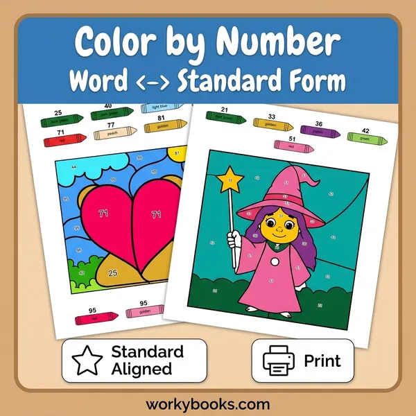 Word to Standard Form | Color by Number | Worksheets - bundle educational content