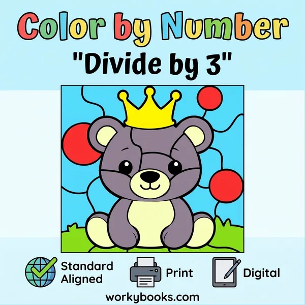 Color by Number Worksheet | Division by 3 - bundle educational content