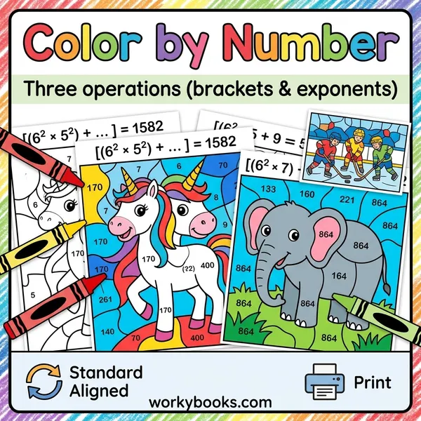 Order of Operations Color by Number | Math Worksheets - bundle educational content