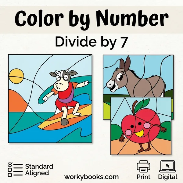 Color by Number Activity | Division Facts by 7 - bundle educational content