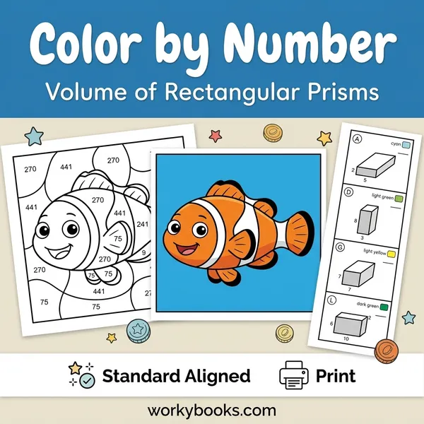 Volume of Rectangular Prisms | Color by Number | Worksheet - bundle educational content