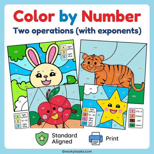 Order of Operations with Exponents | Color by Number Activity - bundle educational content