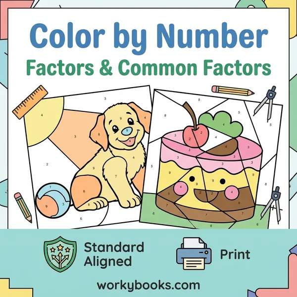 Greatest Common Factor | Color by Number | Worksheet - bundle educational content