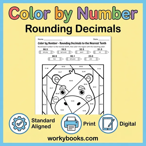 Rounding Decimals to the Nearest Tenth | Color by Number Activity - bundle educational content
