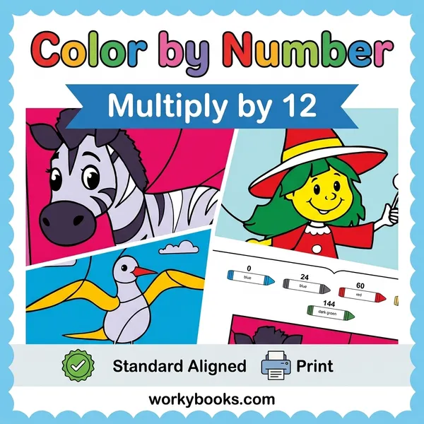 Multiplying by 12 | Color by Number Activity | Math Worksheets - bundle educational content