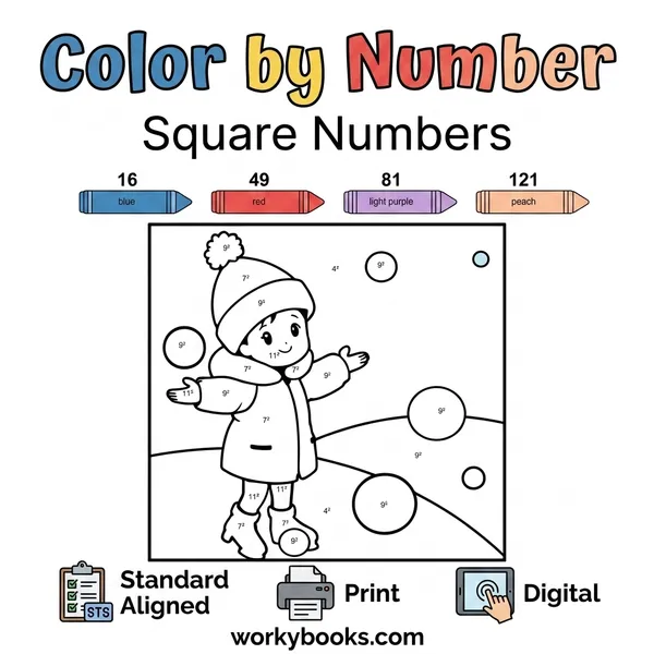 Color by Number Activity | Square Numbers - bundle educational content