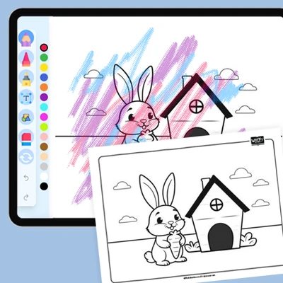 Bunny with a Carrot House - coloring educational content