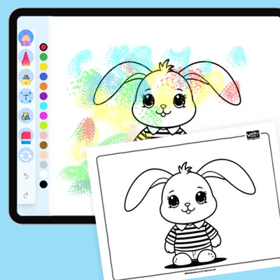 Bunny with a Striped Shirt - coloring educational content