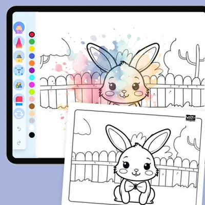Bunny with a Bow Tie - coloring educational content