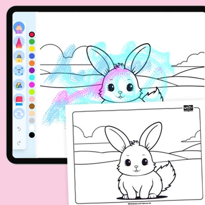 Bunny with a Fluffy Tail - coloring educational content