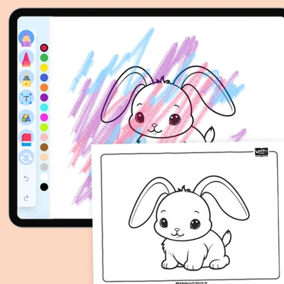 Bunny with Floppy Ears - coloring educational content