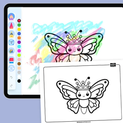 Butterfly with a Crown - coloring educational content