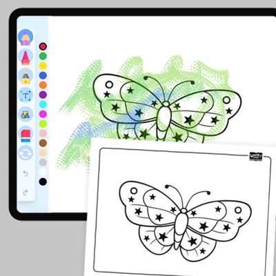 Butterfly with a Star Pattern - coloring educational content