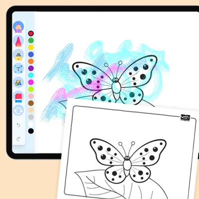 Butterfly with Polka Dots - coloring educational content