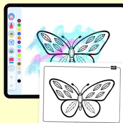 Butterfly on a Leaf - coloring educational content