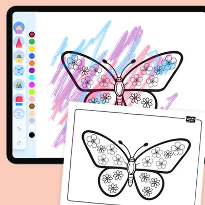 Butterfly with Flower Patterns - coloring educational content