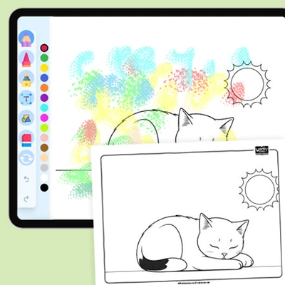 Cat napping in a sun - coloring educational content