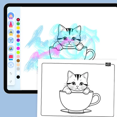 Cat in a Teacup - coloring educational content