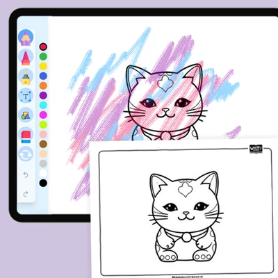 Maneki Neko Cat - coloring educational content