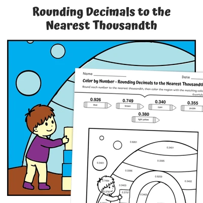 Round Decimal (thousandths) Color by Number — CBN.WINTER.8-5 - worksheet educational content