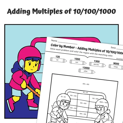 Add Multiples of 10 Color by Number — CBN.WINTER.16-4 - worksheet educational content