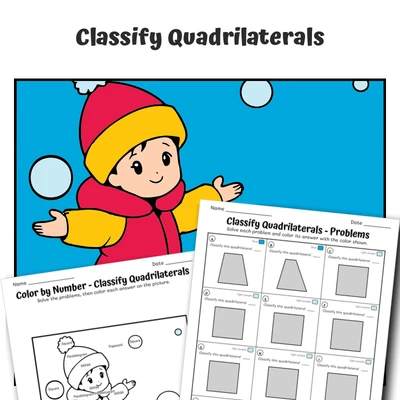 Classify Quadrilaterals Color by Number — CBN.WINTER.3-5 - worksheet educational content