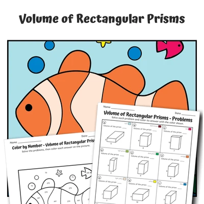 Volume Color by Number — fish 18 - worksheet educational content