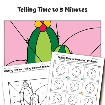 Time: 5 Minutes Color by Number — plant 3 - worksheet educational content