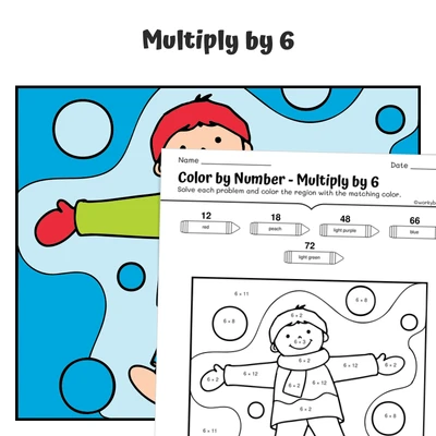 × 6 Color by Number — CBN.WINTER.5-5 - worksheet educational content