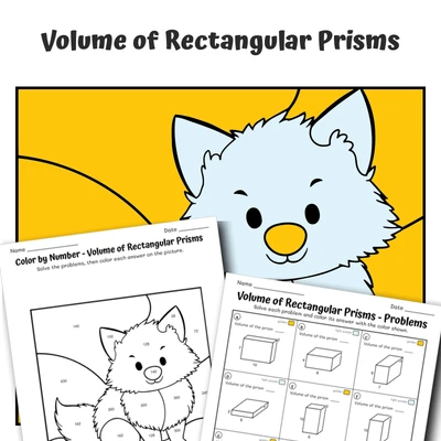 Volume Color by Number — Arctic Fox - worksheet educational content