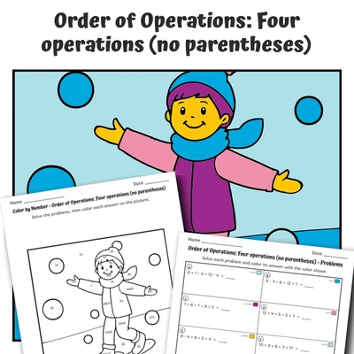 Order of Operations Color by Number — CBN.WINTER.14-5 - worksheet educational content