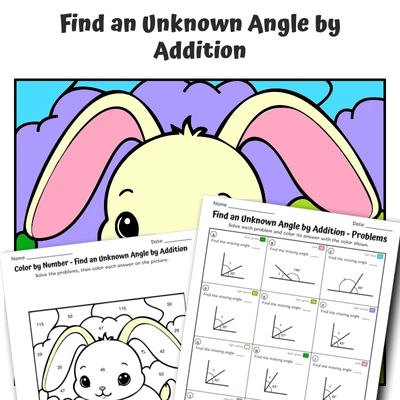 Unknown Angle Color by Number — Bunny with Floppy Ears - worksheet educational content