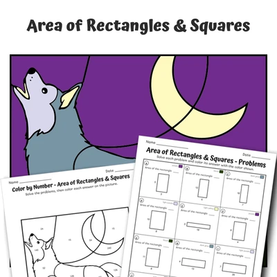 Area Color by Number — Husky Dog - worksheet educational content