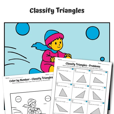 Classify Triangles Color by Number — CBN.WINTER.20-4 - worksheet educational content