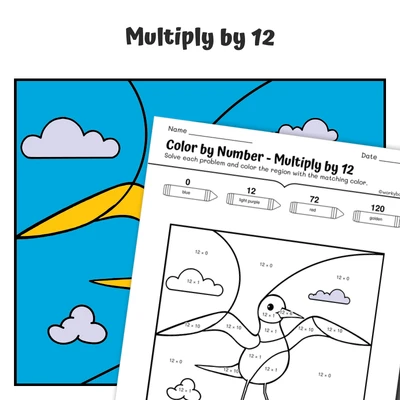 × 12 Color by Number — Arctic Tern - worksheet educational content