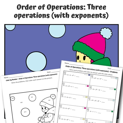 Order of Operations Color by Number — CBN.WINTER.9-5 - worksheet educational content
