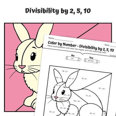 Divisibility Rules Color by Number — Artic Hare - worksheet educational content