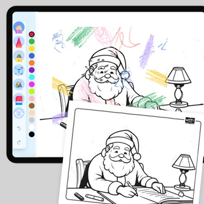 Santa Writing a letter - coloring educational content