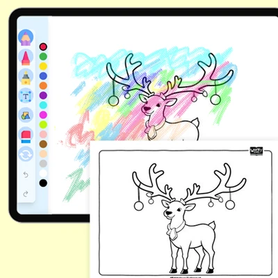 Reindeer with jingle bells - coloring educational content