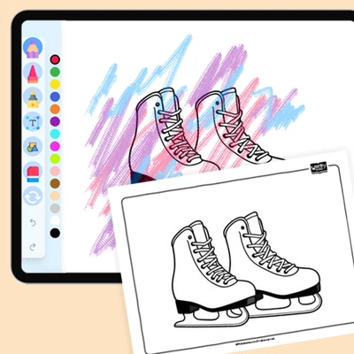 A pair of ice skates - coloring educational content
