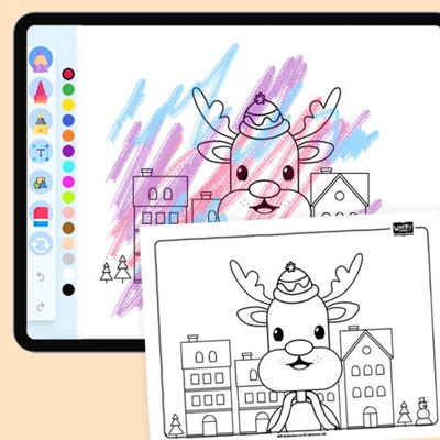 Reindeer in City - coloring educational content
