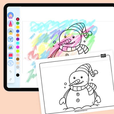 Snowman with scarf - coloring educational content