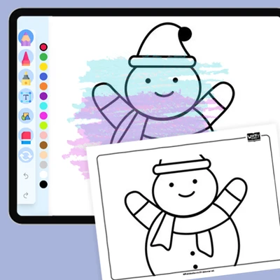 Snowman with Red Scarf - coloring educational content