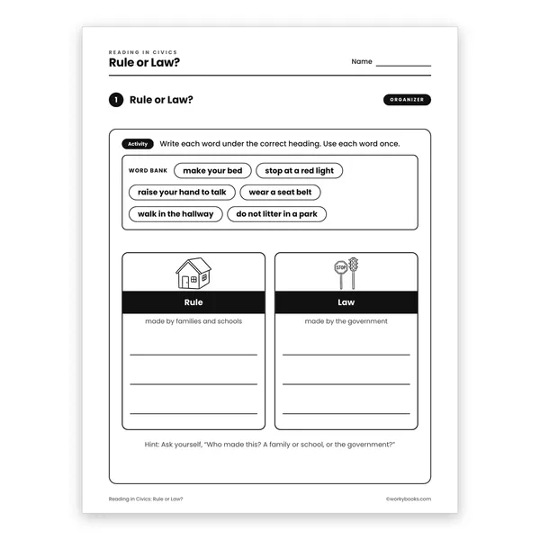 Rule or Law? worksheet for grade 3