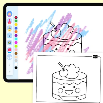 Cake with Cherry - coloring educational content